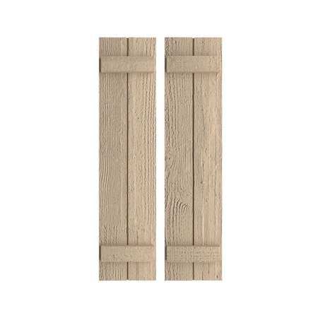 Rustic Two Board Joined Board-n-Batten Rough Sawn Faux Wood Shutters, 11W X 44H